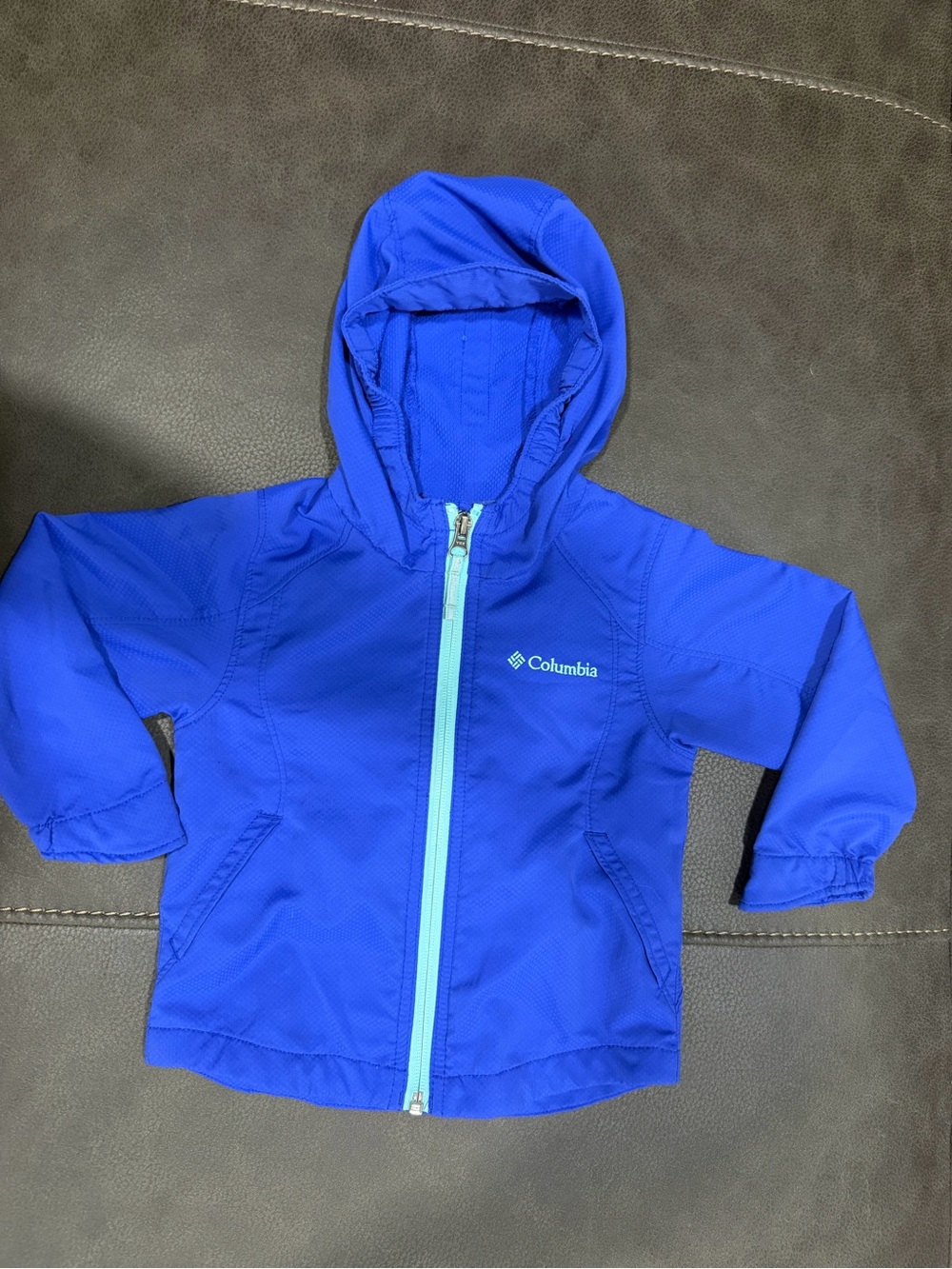 Columbia Royal Blue Kids' Hooded Jacket with Aqua Zipper